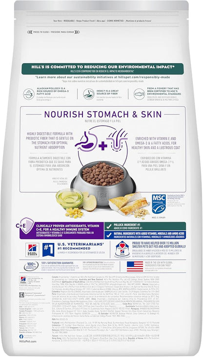 Hill's Science Diet Adult Sensitive Stomach & Skin Dry Dog Food, Pollock Meal, Barley, & Insect Meal, 12 lb. Bag