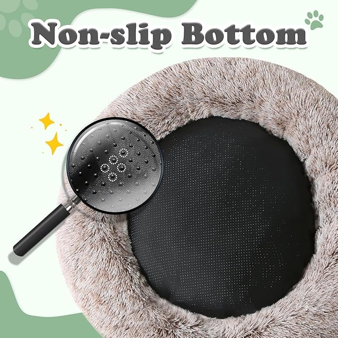 JOLLYVOGUE Dog Beds Large Sized Dog, 36 inches Calming Soft Anti-Anxiety Donut Dogs Bed, Washable Round Fluffy Cushion for Large Pets, Fits up to 80 lbs Pets