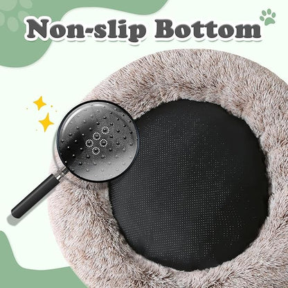 JOLLYVOGUE Dog Beds Large Sized Dog, 36 inches Calming Soft Anti-Anxiety Donut Dogs Bed, Washable Round Fluffy Cushion for Large Pets, Fits up to 80 lbs Pets