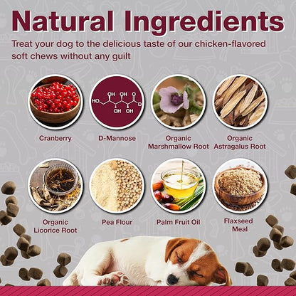 Cranberry Supplements for Dogs| Urinary Tract & Bladder Support| D Mannose & Antioxidants for Support| 240 Veterinarian Formulated Soft Chews| Up to 4-Month Supply