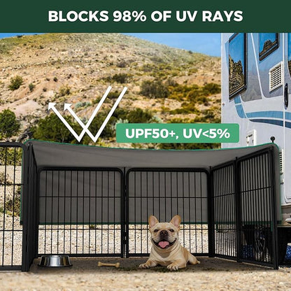 FXW Rollick Unleashed Dog Playpen for Indoor, Yard, RV Camping, 24 inch 16 Panels Dog Pen with Sun Shade for Small and Puppy Dogs, Black│Patented
