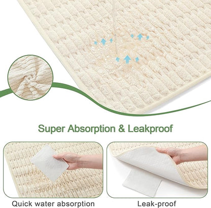 Washable Pee Pads for Dogs, 2 Pack Reusable Puppy Pads Dog Pads, Non-Slip Dog Pee Pads, Leakproof Pet Pee Pads Wee Wee Pads for Dogs. (Cream White, 20"x20"(Pack of 2))