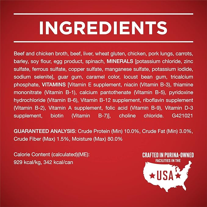 Purina ONE Natural Wet Dog Food Gravy, Tender Cuts in Gravy Beef and Barley Entrée - 13 Ounce (Pack of 24)