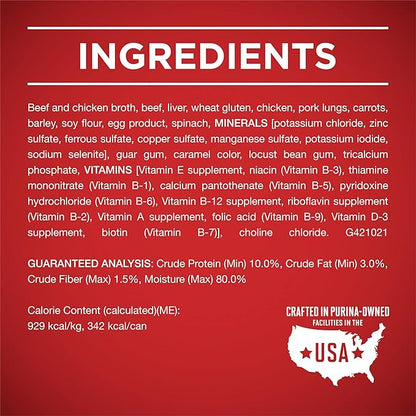 Purina ONE Natural Wet Dog Food Gravy, Tender Cuts in Gravy Beef and Barley Entrée - 13 Ounce (Pack of 24)