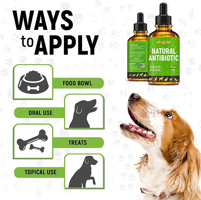 Dog Antibiotics for Infection, Coughs, UTIs, Allergies, Itching | Natural Antibiotics for Cats to Support Skin, Coat, & Digestion | for All Breeds & Ages | 2 oz