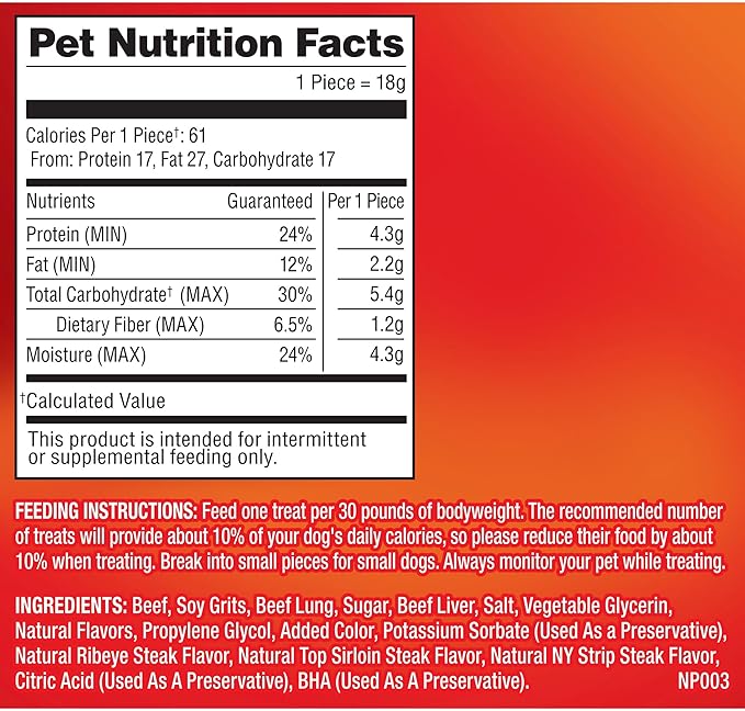 Pup-Peroni Dog Treats, Triple Steak Flavor, 22.5 Ounce, Ribeye, Top Sirloin, NY Strip Flavors (Pack of 2)
