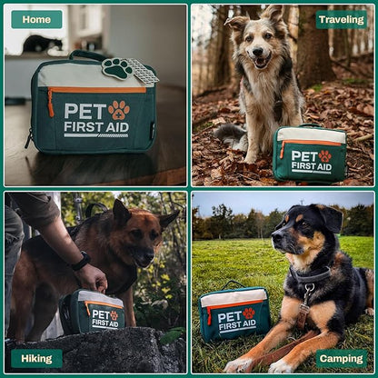 RHINO RESCUE bundle-Pet First Aid Kit, Emergency Medical Supplies for Dogs & Cats, Safety Essentials Pack with Thermometer+