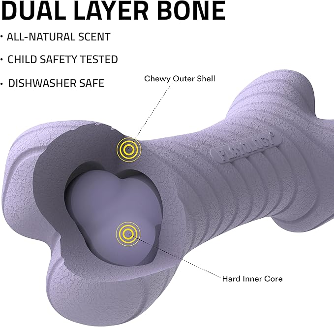 Playology Dog Toys |Dual Layer Bone Durable Chew Toy Bone for Dogs | Small Lamb Scented Toy - Easy to Clean and Made from Non Toxic Materials