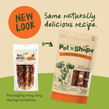 Pet 'n Shape Duck 'n Hide Twist - Duck Wrapped Rawhide Natural Dog Treats, Large, 6 Count