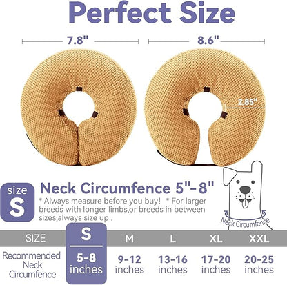Loflaze Inflatable Dog Cone Collar - Dog Neck Donut Cone Collar Alternative After Surgery - Soft Cone for Large Medium Small Dogs Cats - Alternative Recovery E Collar (Yello, S)