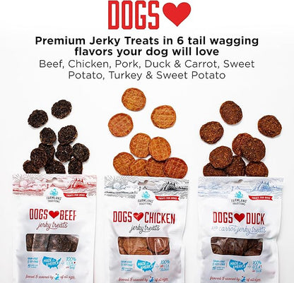 Farmland Traditions Dogs Love Chicken Jerky Dog Treats, Premium Two-Ingredient Dog Jerky with USA-Raised, Human-Grade Chicken & No Antibiotics Ever, 3 Pound (Pack of 1) Bag.