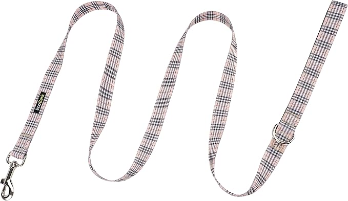 EcoBark Dog Leash - Soft & Reflective Comfort Leash with Padded Handle - Soft, Strong, & Durable for Small, Medium or Large Dogs (Tan Plaid)