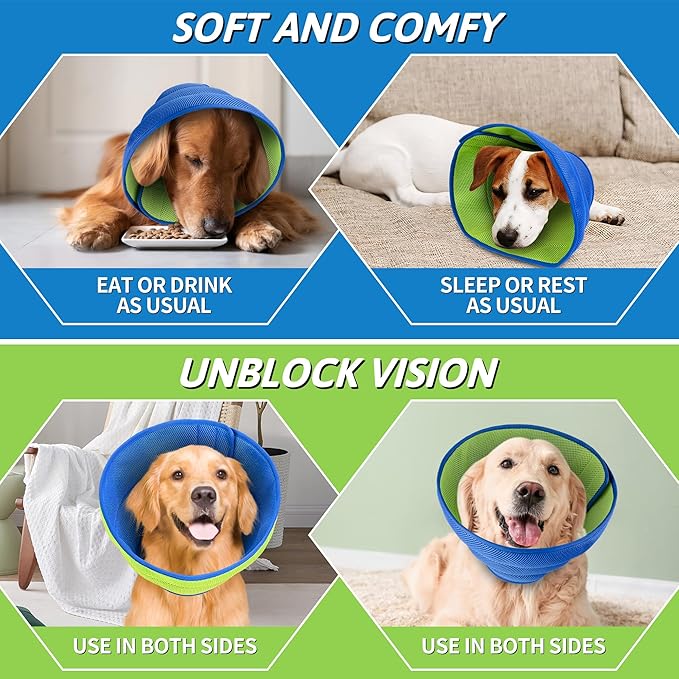 Soothing Recovery Cone for Dogs & Cats, Soft Anti-Lick Collar for Post-Surgery Protection, Comfortable Elizabethan Cone Alternative for Spay Neuter Recovery, Adjustable Design (XL)