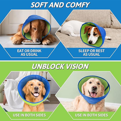 Soothing Recovery Cone for Dogs & Cats, Soft Anti-Lick Collar for Post-Surgery Protection, Comfortable Elizabethan Cone Alternative for Spay Neuter Recovery, Adjustable Design (S)