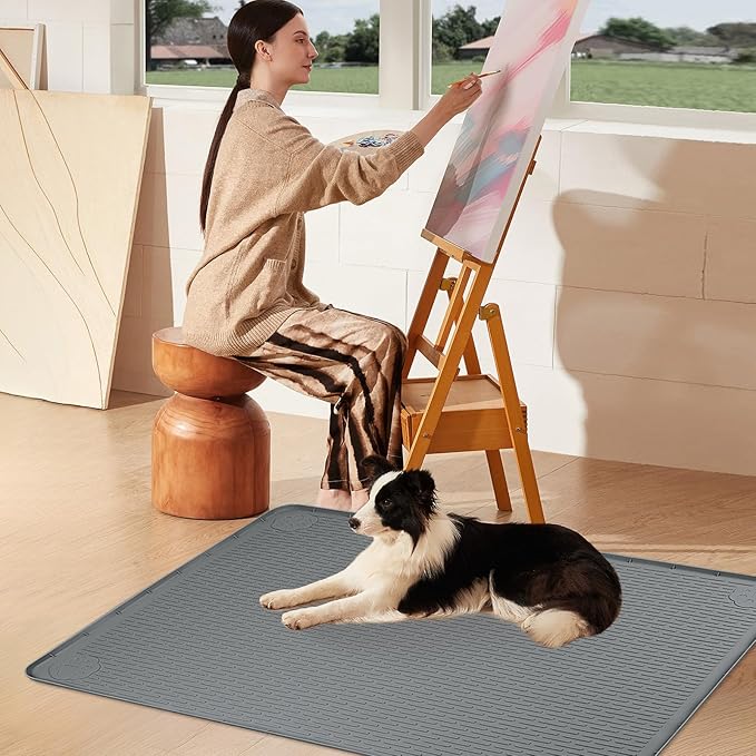Pee Pads for Dogs, 34" x 22" Extra Large Reusable Silicone Mat, Washable Puppy Training Pads for Potty Training, Non-Slip, Leak-Proof, Indoor Floor Protection (Dark Grey)