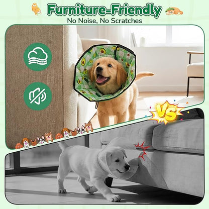 Soft Dog Cone Collar After Surgery: Foldable Long Comfortable Comfy Fabric Recovery Shame Elizabethan Stop Licking Small Medium Large Dogs (Green, 2XL)