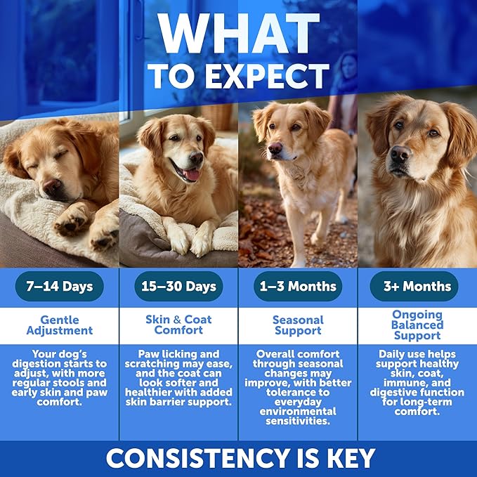 Dog Allergy Chews - Itchy Skin Relief for Dogs - 120 Chewable Soft Treats with Colostrum and Probiotics- Seasonal Allergies - Skin and Coat, Anti Itch, Hot Spots - Dog Allergy Relief Supplement