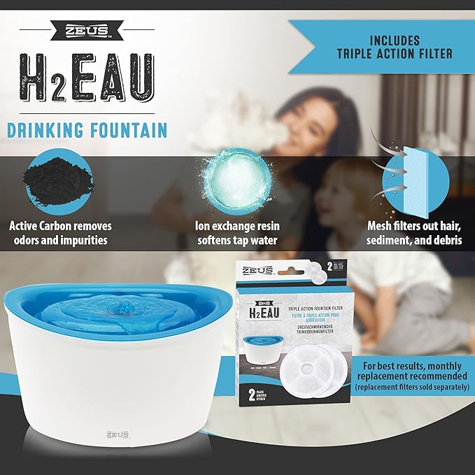 Zeus Fresh & Clear Elevated Dog and Cat Water Dispenser, Large Drinking Water Fountain with Purifying Filter, 6L Capacity, 1 Count (Pack of 1)