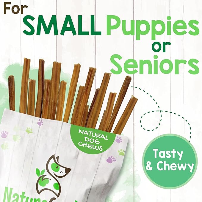 Nature Gnaws Extra Thin Bully Sticks for Small Dogs 5-6" (25 Count) - Long Lasting for Light Chewers and Puppies - Natural Beef Dog Chew Bones
