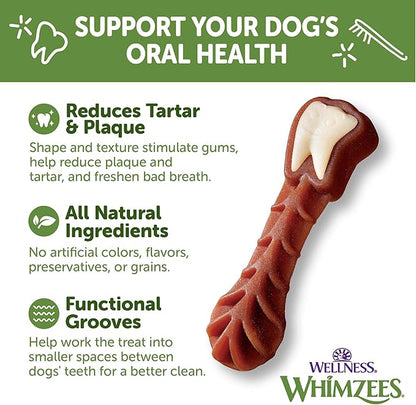 Whimzees Wellness Daily Brushzees Dog Dental Treats, Natural Chews, Medium Size Stick, (7 Count) (Pack of 2)