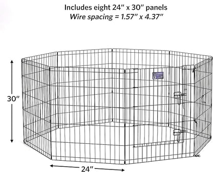 MidWest Homes for Pets 30-Inch Exercise Pen, for Indoor and Outdoor Use, 16 Sq Feet of Play, Single Door Folding Dog Pen, with Large Door Opening & Secure Latch, Easy to Set Up, Foldable Dog Playpen