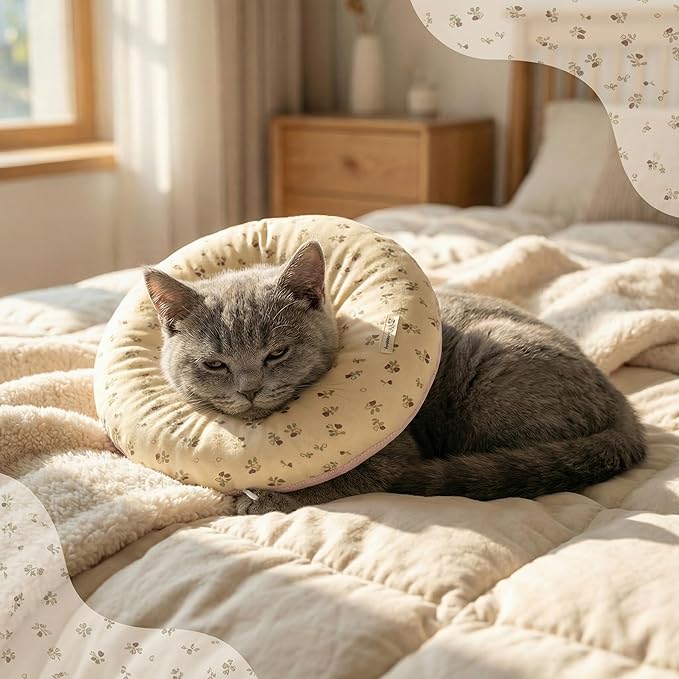 2026 New Edition, Soft Deep Recovery Collar for Dogs & Cats – Cotton Pet Cone Alternative, Lightweight Adjustable, Anti-Lick & Anti-Scratch for Post-Surgery, Medium, Flower Pattern
