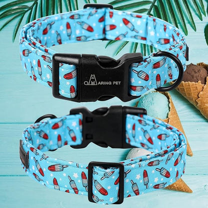 ARING PET Summer Dog Collar, Cute Blue Ice Pop Pet Collars with Quick Release Buckle for Puppy Small Medium Large Boy Girl Dogs-S