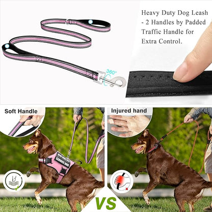 Service Dog Harness and Leash Set, Training Dog Vest with 10 Dog Patches, Emotional Support Therapy Dog Vest Harness for Small Medium Large and Extra Large Dogs(Pink, S)