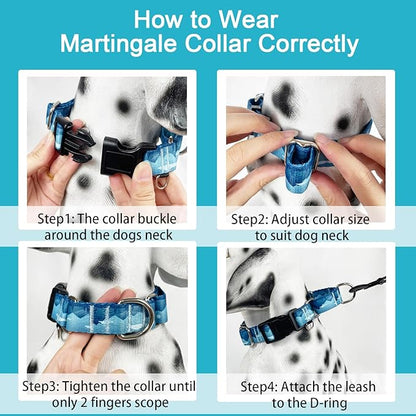 Martingale Collar for Dogs with Buckle Dog Collar Adjustable Soft Nylon Boy Dog Collars for Puppy Dogs, Blue Sunset