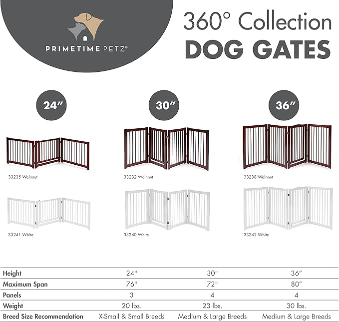 Primetime Petz 360 Configurable Dog Gate with Door – Indoor Freestanding Walk Through Wood Pet Gate,Walnut