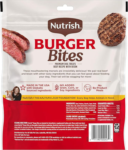 Nutrish Burger Bites Beef Recipe with Bison Premium Dog Treats, 12 oz. Pouch (Rachael Ray)