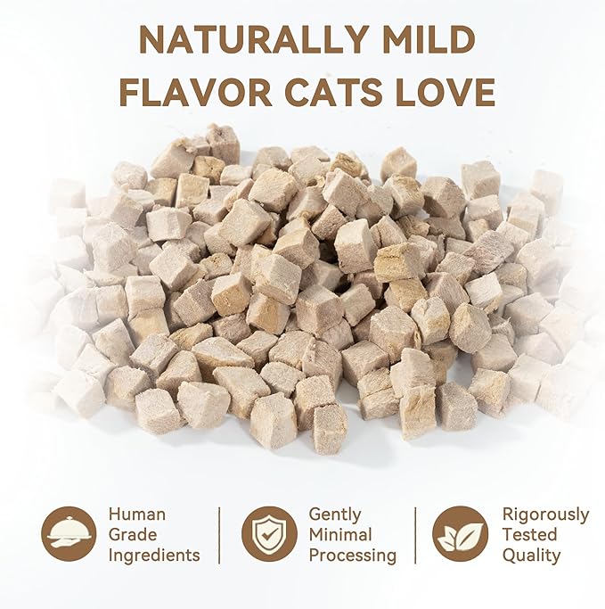 Freeze Dried Cat Treats, Single Ingredient Duck Bites Snacks for Cats & Dogs, Grain-Free High Protein Healthy Training Treats & Food Topper for Cats & Dogs, 1 oz