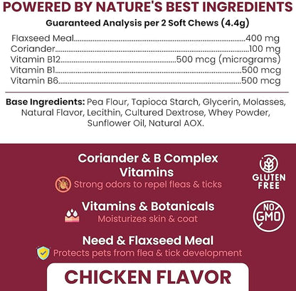 Chewable Flea and Tick Prevention for Dogs - 180 Delicious Soft Chews for Small and Large Dogs - Gluten, GMO, and Corn Free, Made in The USA