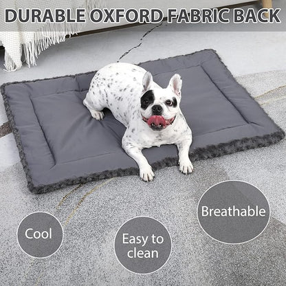 Washable Dog Bed Mat Pet Crate Pad Soft Fluffy Pet Kennel Beds Dog Sleeping Mattress for Large Jumbo Medium Small Dogs, 21 x 13 Inch, Gray