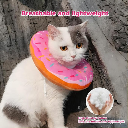 Comfortable Adjustable Dog Cone for Small Dogs and Cats - Soft Protective Recovery Collar After Surgery, Washable Elizabethan Collar to Stop Licking Wounds (Donut Pink, S)