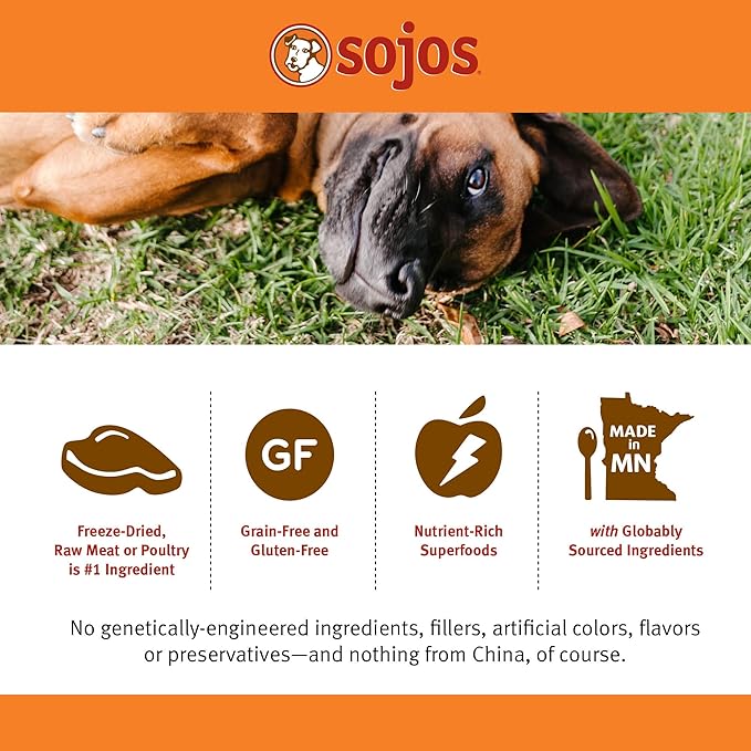 Sojos Complete Freeze Dried Raw Adult Dry Dog Food, Grain Free, Natural, Chicken Recipe, 7 lb Bag