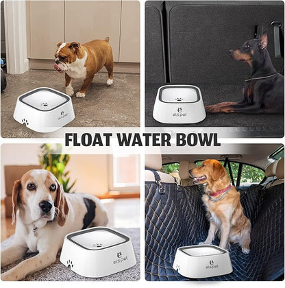 ELS PET No Spill Dog & Cat Bowl - 70oz/2L Large Capacity Travel Water Dispenser (White, 35oz)