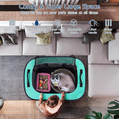 40x32x24 Inches Dog Playpen,Pet Playpen,Foldable Puppy Cat Playpen,Portable Exercise Kennel Tent Crate,Water-Resistant Breathable Shade Cover,Indoor Outdoor Travel Camping Use for Small Animals(L)