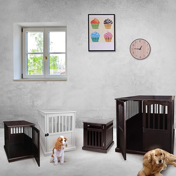 Casual Home Wooden Large Pet Crate, End Table, White 36.50" x 24.00" x 29.25"