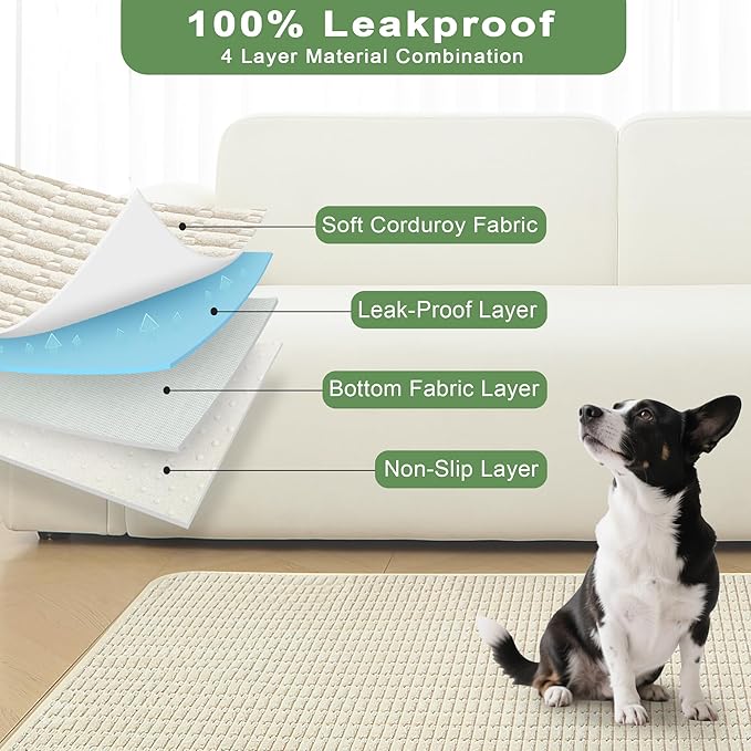 Washable Pee Pads for Dogs, Reusable Puppy Pads Dog Pads, Non-Slip Dog Pee Pads, Leakproof Pet Pee Pads Wee Wee Pads for Dogs. (Cream White, 40"x60"(Pack of 1))