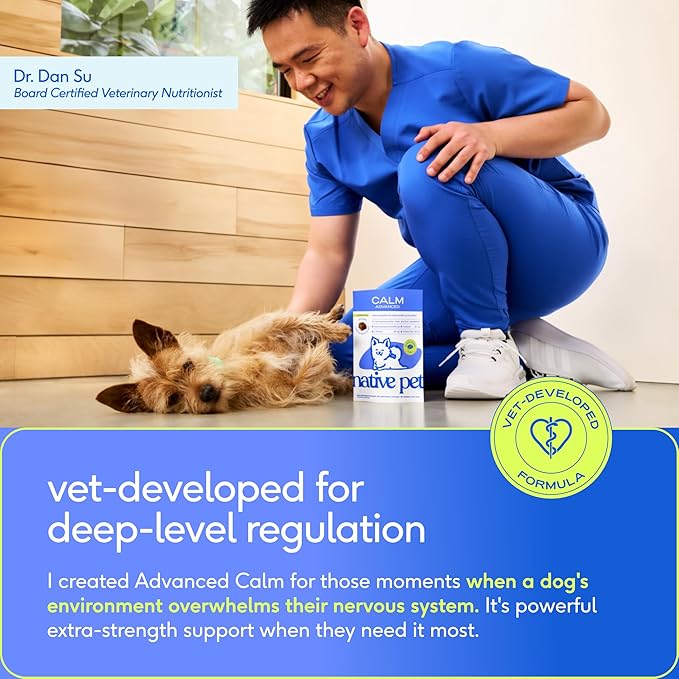 Native Pet Advanced Calming Chews for Dogs Medium Breed - Anxiety Relief, Stress, Separation & Sleep Support with Melatonin for Dogs, Hydrolyzed Casein, Valerian Root & L-Tryptophan - 30 Days Supply