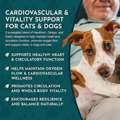 Animal Essentials Heart Health for Dogs & Cats - Cardiovascular Support Supplement, Healthy Heart, Organic Hawthorn Berry, Herbal Tincture - 2 Fl Oz
