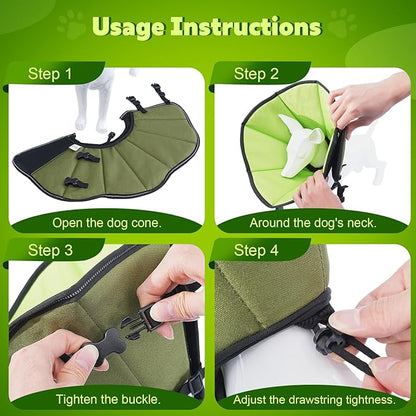Soft Dog Cone After Surgery: Comfortable Dog Cones Collar for Stop Licking Biting - Adjustable Elizabethan Collar for Dogs fit for Small Medium Large Dogs (Green, M)