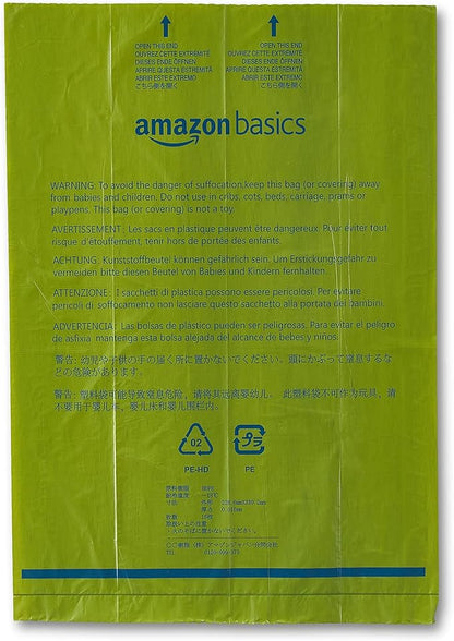 Amazon Basics Premium Leak Proof Dog Poop Bags with Dispenser and Leash Clip, Talcum Powder Scented, 13" x 9", 810 Count (54 Rolls)