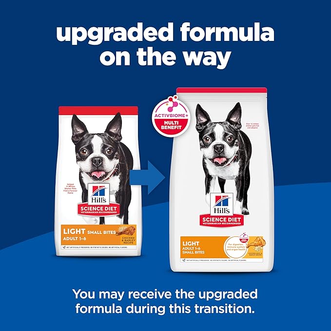 Hill's Science Diet Adult 1-6 Light Small Bites Dry Dog Food, Chicken Meal & Barley, 15 lb. Bag