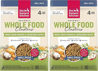 The Honest Kitchen Whole Food Clusters Small Breed Whole Grain Chicken Dry Dog Food,4 lb Bag,(Pack of 2)