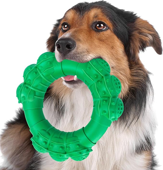 Indestructible Dog Chew Toys for Aggressive Chewers, Super Dog Chewer Toys for Medium Large Dogs, Interactive Dogs Ring Toy, Heavy Duty Teething Toys