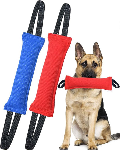 Clysoru Dog Tug Toy Double Pack Tough Jute Bite Pillow Training Equipment Puppy to Large Dogs Interactive