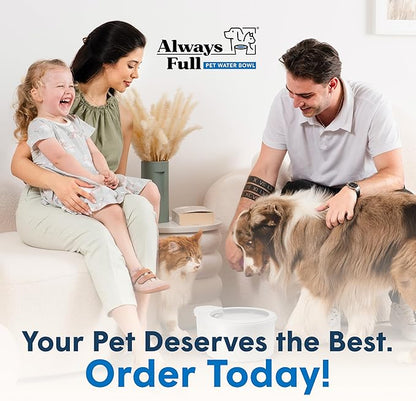 Always Full® 7” Cat Water Bowl and Bottle Pump Bundle, Self Refilling with Clean Filtered Water, App Enabled Smart Hydration Monitoring, Upgradeable System for Cats and Small Dogs