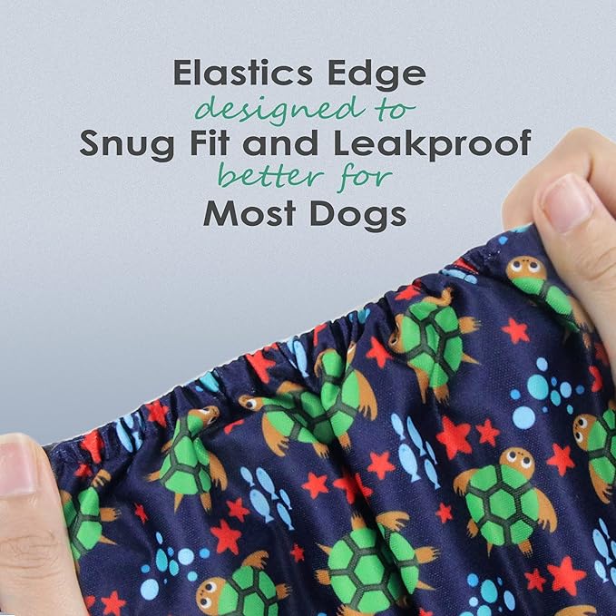 wegreeco Washable Dog Diapers - Washable Male Dog Belly Wrap - Pack of 3 (Turtle, X-Small)